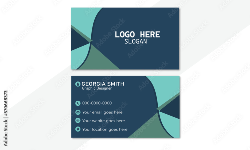 Classy modern business card template design, clean flat design vector