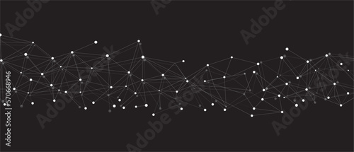 White network. Abstract connection on black background. Network technology background with dots and lines for desktop. Ai system background. Abstract concept. Line background, network technology