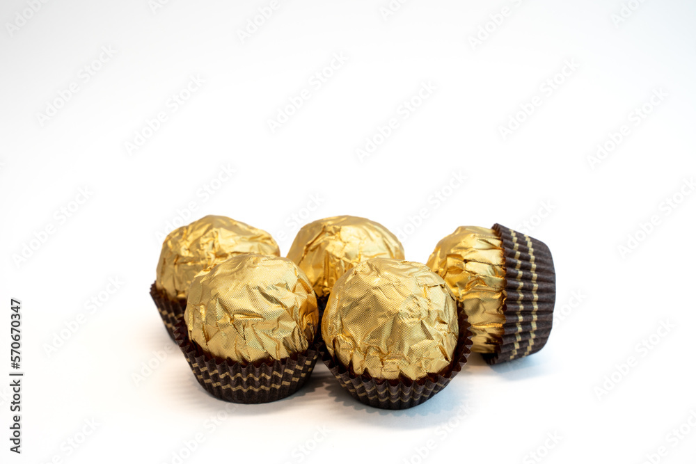 Chocolate with hazelnuts. Premium, spherical chocolate sweet, produced by the Italian chocolatier. Chocolate with hazelnuts. Premium, spherical chocolate sweet, produced by the Italian chocolatier.