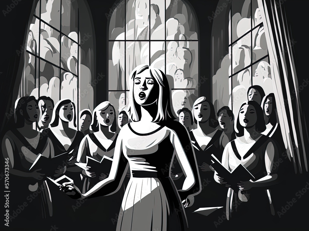 Obraz premium Church Choir Celebrating Faith Through Gospel Music, Generative AI