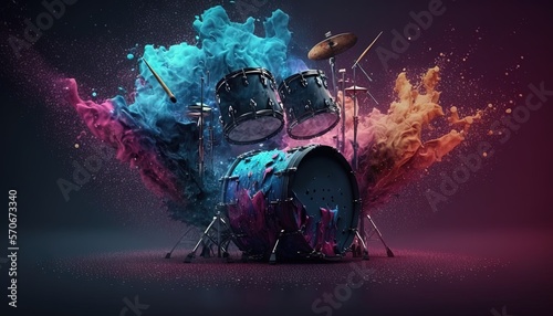 Tablou canvas abstract Digital Drum Kit with colors Generative AI