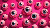 Eyeball Collage Neon Pink Background