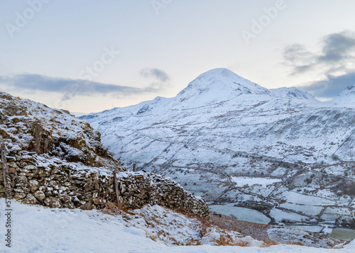 Moelwyn Mawr in the snow photo