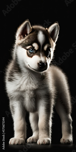 a cute husky puppy posing for a picture - generative ai  © Stacy