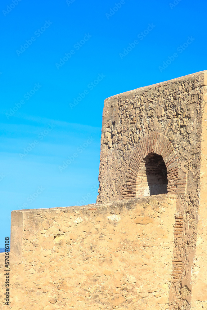 Detail of old castle in Alicante, Costa Blanca, Spain