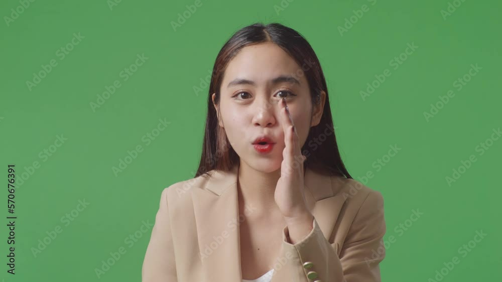 Close Up Of Asian Business Woman Doing Ooh Face On Green Screen Background In The Studio
Close Up Of Asian Business Woman Doing Ooh Face On Green Screen Background In The Studio