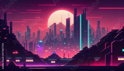 Low polygon  retrowave style  bokeh