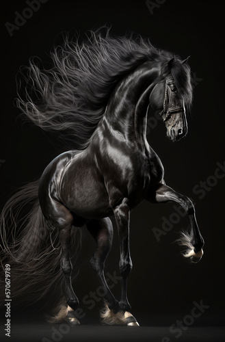 Generative AI background illustration of Horse jumping in motion © Eduardo Lopez