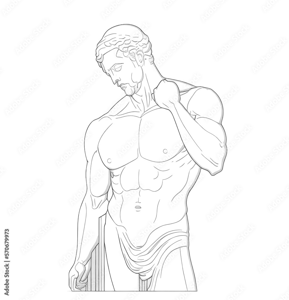 Fototapeta premium Escultura hombre fuerte 2d, logo gym, aesthetic, sin fondo, creada con IA generativa