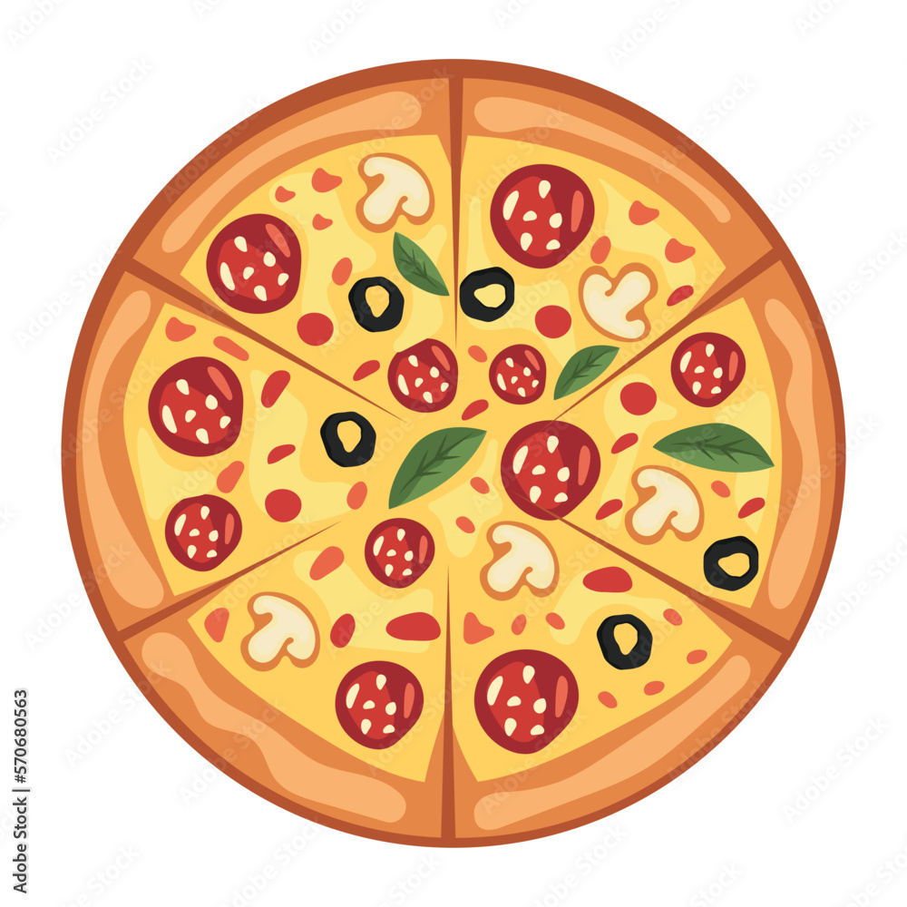 Italian pepperoni pizza vector illustration