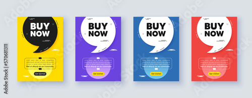Poster frame with quote, comma. Buy Now tag. Special offer price sign. Advertising Discounts symbol. Quotation offer bubble. Buy now message. Vector