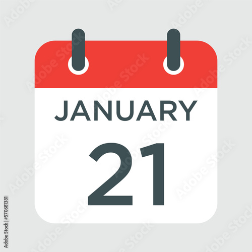 calendar - January 21 icon illustration isolated vector sign symbol