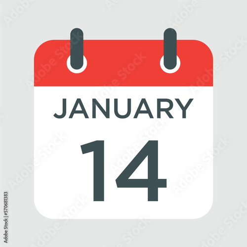 calendar - January 14 icon illustration isolated vector sign symbol