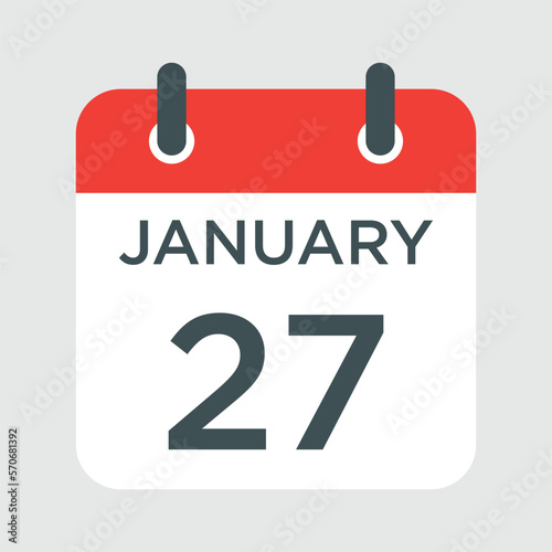calendar - January 27 icon illustration isolated vector sign symbol