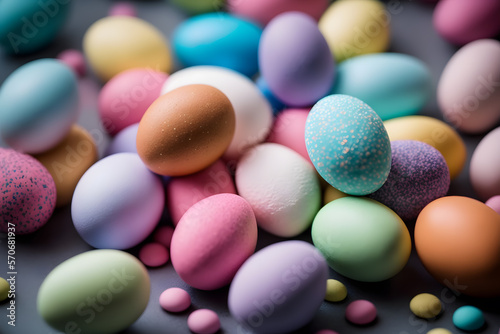 Sweet colorful easter eggs background national holiday celebration concepts made with Generative AI
