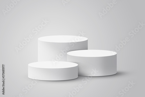 Product stage display mockup for presentation on isolated 3d background. Minimal podium scene for products show off. Stand to show cosmetic products. Stage showcase on pedestal studio on white podium.