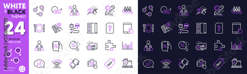 Sleep, Puzzle and Credit card line icons for website, printing. Collection of Tablet pc, Sale ticket, Winner cup icons. Stop shopping, Augmented reality, Buyer web elements. Vector