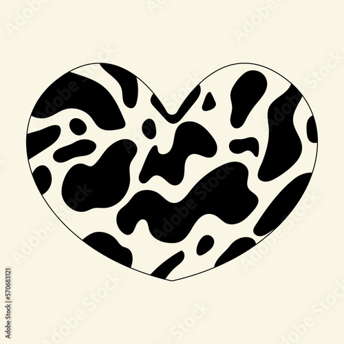 Heart shape with spotted pattern. Skin of a spotted animal. Vector flat illustration