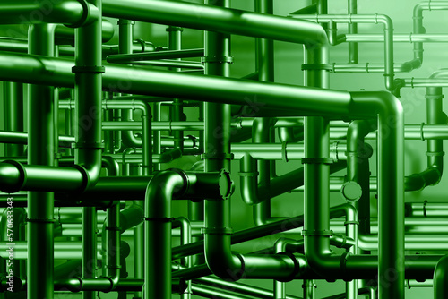 Pipes in boiler room. Basem...