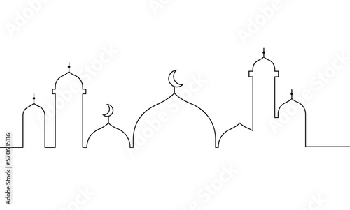 line art of mosque , islamic line art vector
