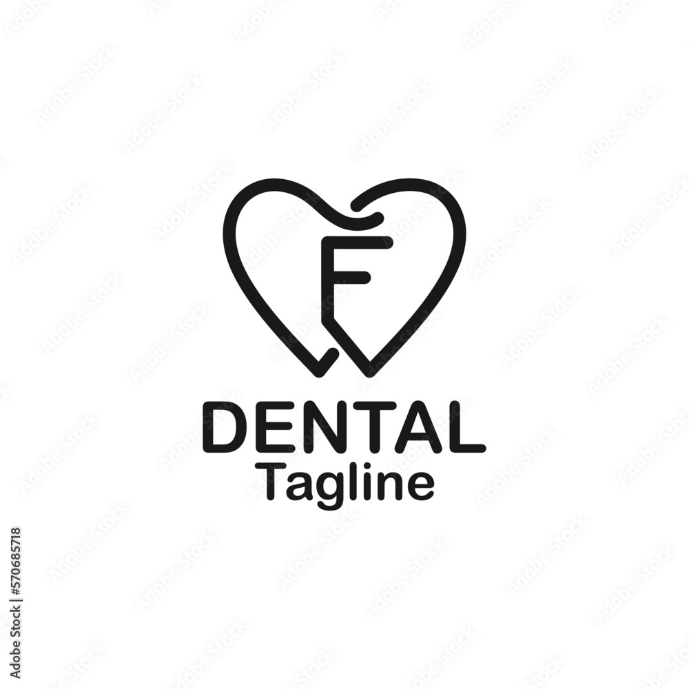 line art letter f dental logo design line art letter f dental logo design