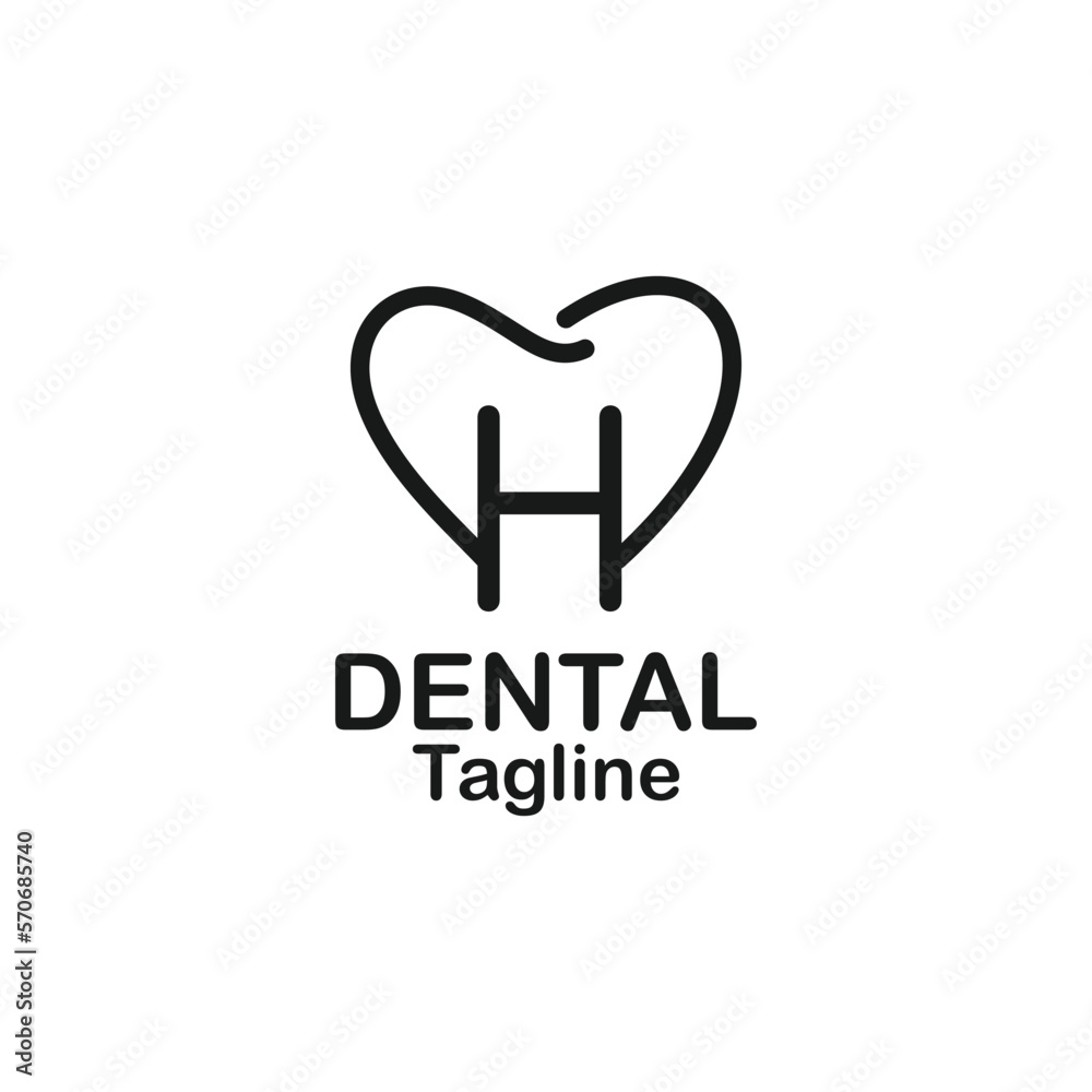 line art letter h dental logo design