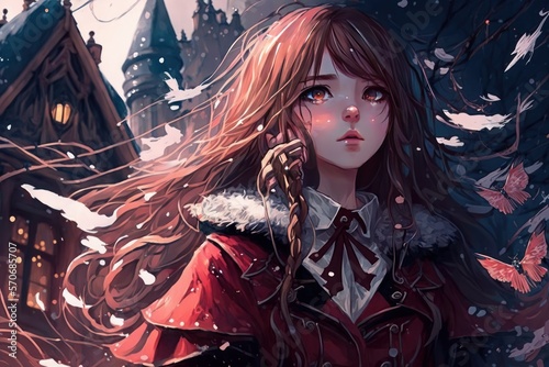 Beautiful young girl cosplay, atmospheric wallpaper, in high quality, anime manga style
