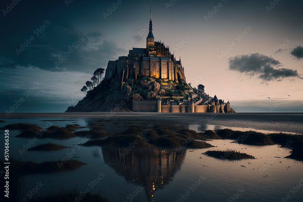 Obraz premium Mont Saint-Michel: Normandy, France, Travel photography. AI-Generated