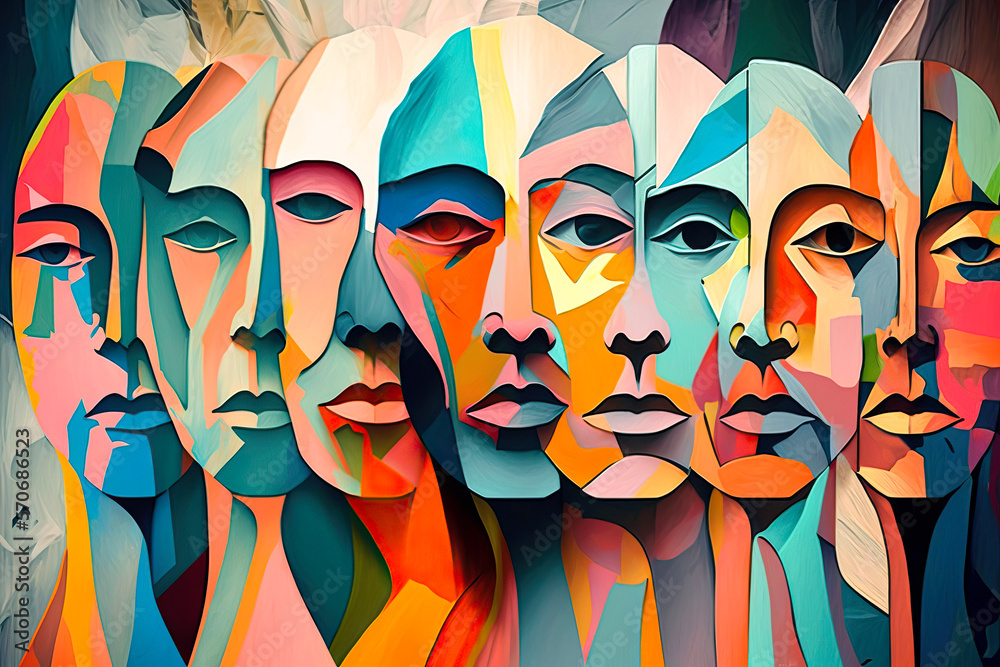 Abstrakte menschliche Gesichter, ki generated Stock Illustration ...