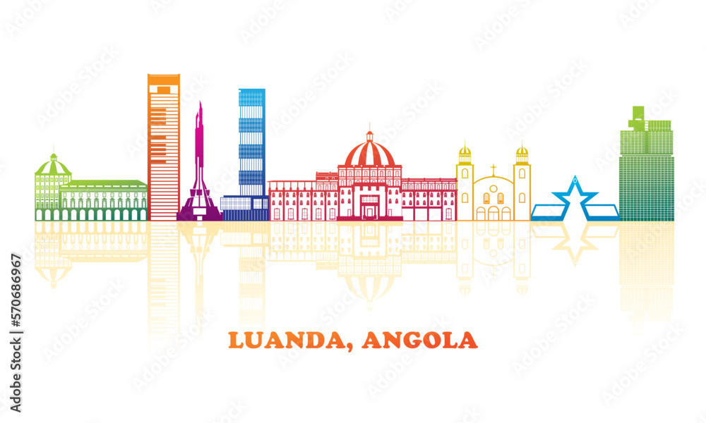 Colourfull Skyline panorama of city of Luanda, Angola - vector illustration