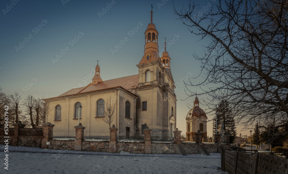 Naklejka premium Church in the village of Sulmierzyce, Poland.