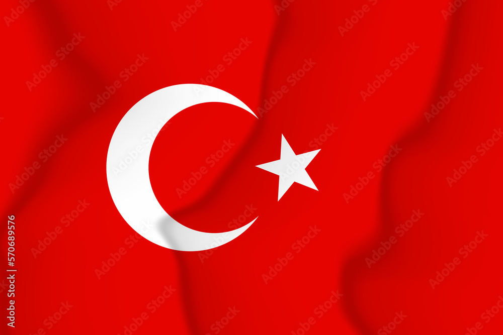Obraz premium The national flag of Turkey. Silk flag. Vector illustration in EPS 10 format