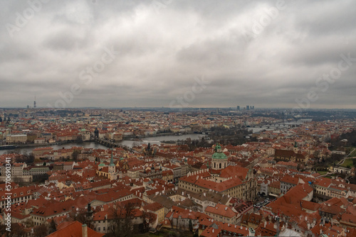 Panoramic aerial views of the city of prague