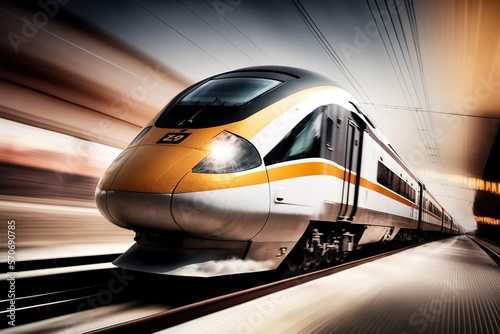 High speed train with motion blur effect.