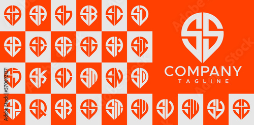 Modern pin point marker initial letter S SS logo design set