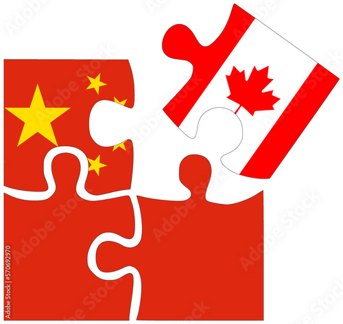 China - Canada : puzzle shapes with flags