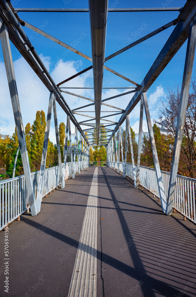 Truss bridge for pedestrians in the city