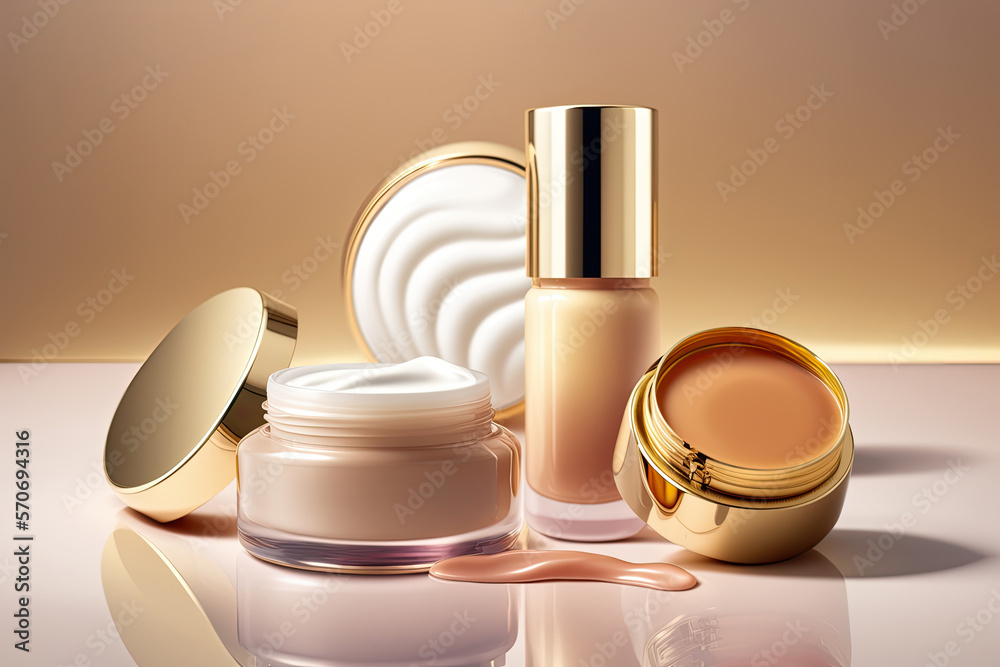 fashion cosmetic products. cream jars. illustrations Generative AI fashion cosmetic products. cream jars. illustrations Generative AI