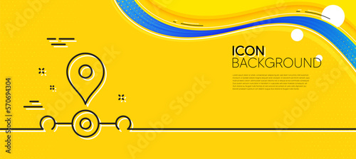 Station line icon. Abstract yellow background. Subway journey path sign. Metro train location symbol. Minimal station line icon. Wave banner concept. Vector