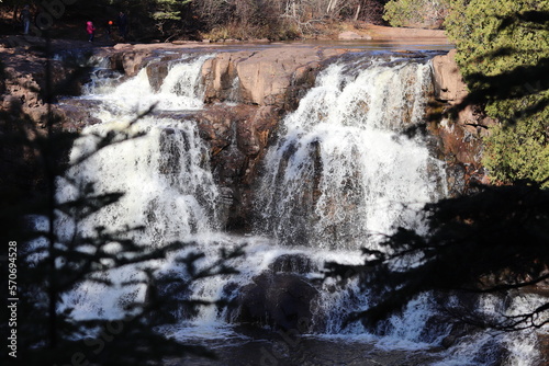 Waterfall in upstate Minnesota forest 