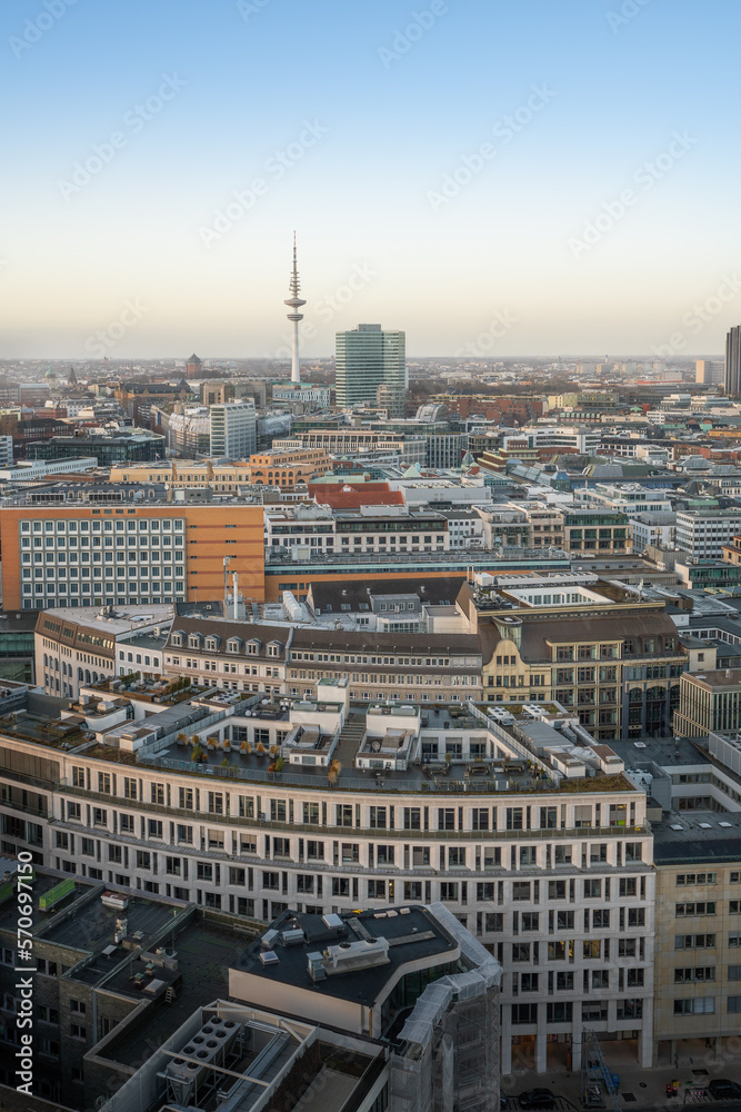 Aerial view of Hamburg with Heinrich Hertz Tower - Hamburg, Germany