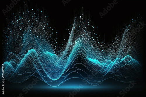 Futuristic abstract background. Wave of points. Showcasing music, sound, voice © Damian
