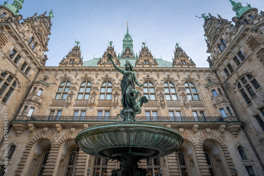 Hygieia fountain at Hamburg City Hall Courtyard - Hamburg, Germany