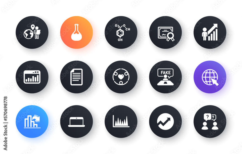 Minimal set of Fake review, Chemistry lab and Chemical formula flat icons for web development. Audit, Inclusion, Employee result icons. Line graph, File, Outsource work web elements. Vector Minimal set of Fake review, Chemistry lab and Chemical formula flat icons for web development. Audit, Inclusion, Employee result icons. Line graph, File, Outsource work web elements. Vector