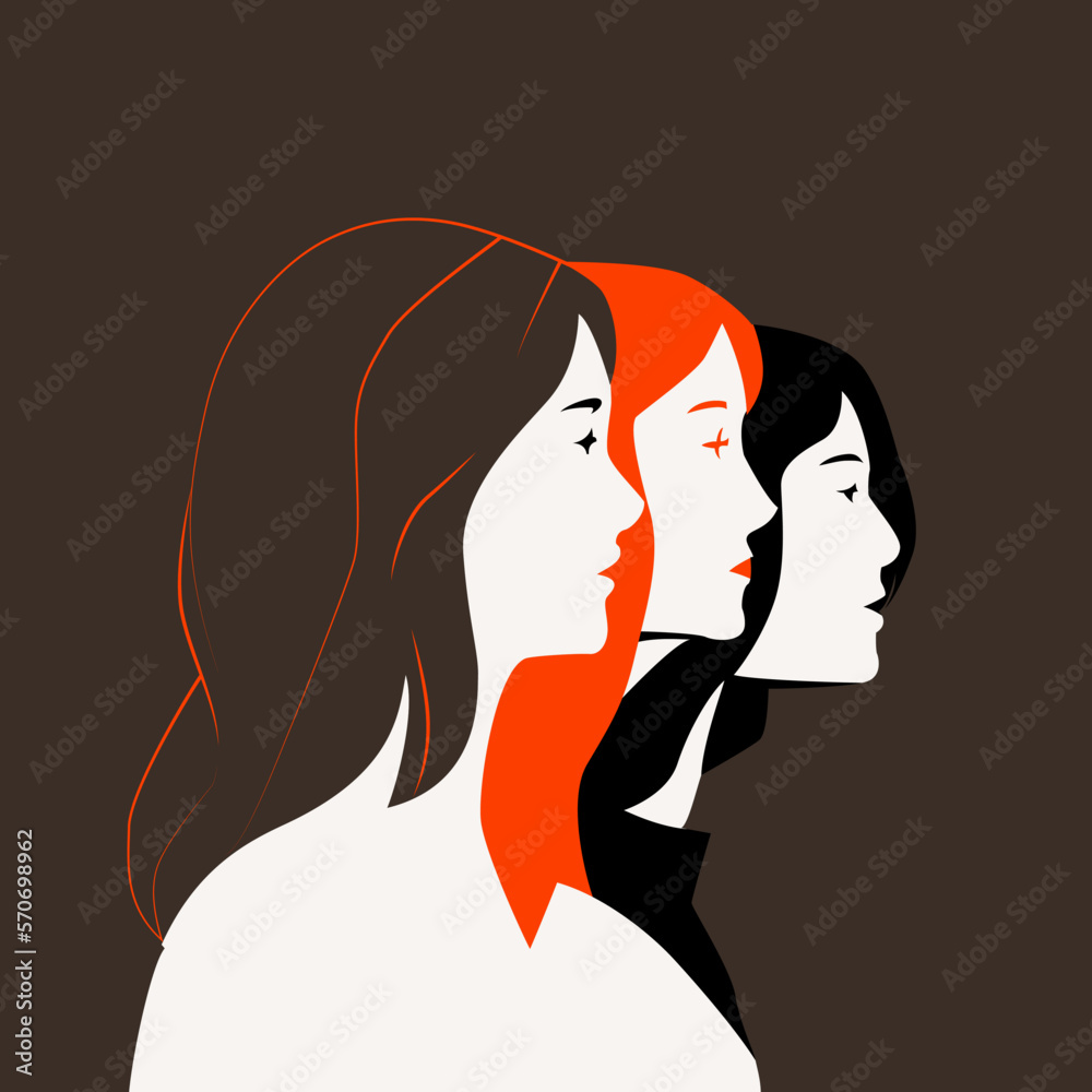 Illustration of women together in abstract style