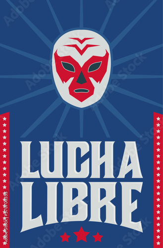 Lucha Libre, Wrestling spanish text Mexican wrestler mask design