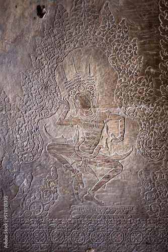 Stone Wall Detail at Angkor Wat (ID: 570701305)