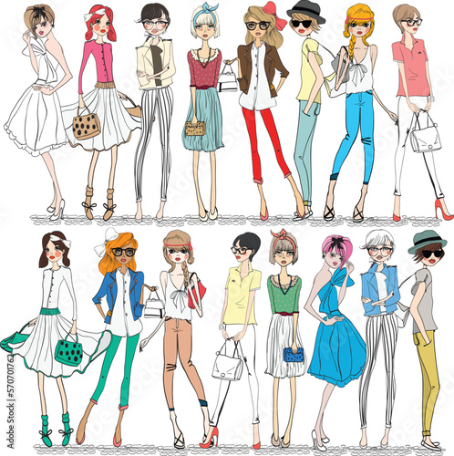 fashion girl illustration for print