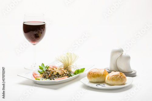 salad with wine