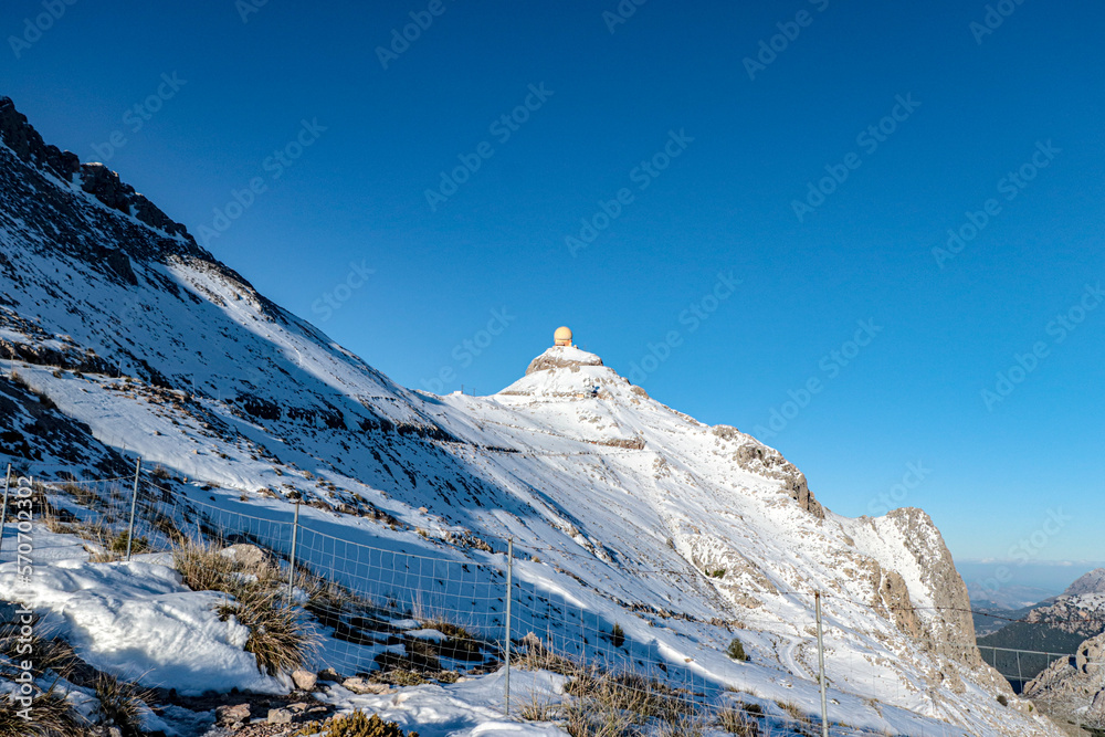 Snowy mountain in mallorca (puig major)